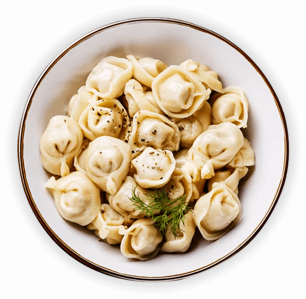 boiled dumplings, ravioli or gedza from vending